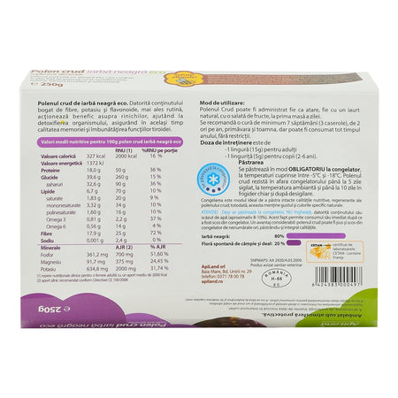 Polen Crud Apiland de Iarba Neagra, bio, 250 g
