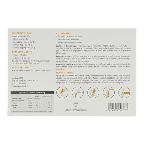 Tonicul Apicultorului Apiland, 20 fiole x 10 ml, natural
