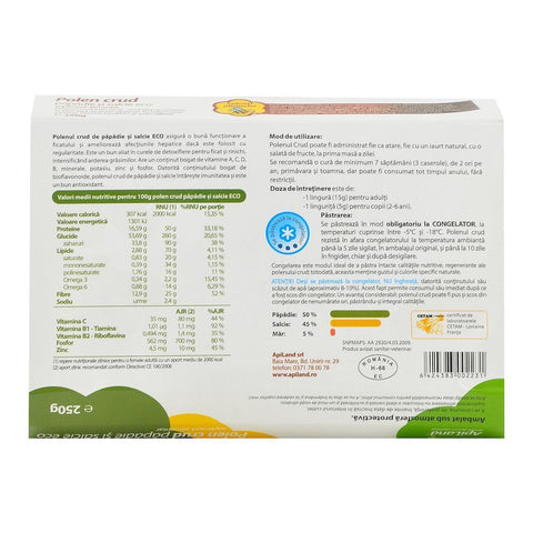 Polen Crud Apiland de Papadie si Salcie, bio, 250 g