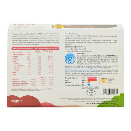 Polen Crud Apiland de Trandafir Salbatic si Mar, bio, 250 g
