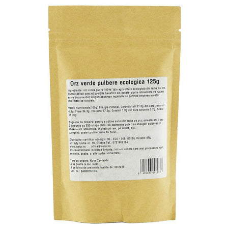 Pulbere de Orz Verde, raw, origine Noua Zeelanda, bio, 125 g