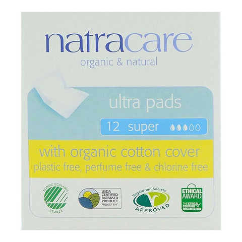 Absorbante Ultra cu Aripioare Super Natracare, 12 buc, bio