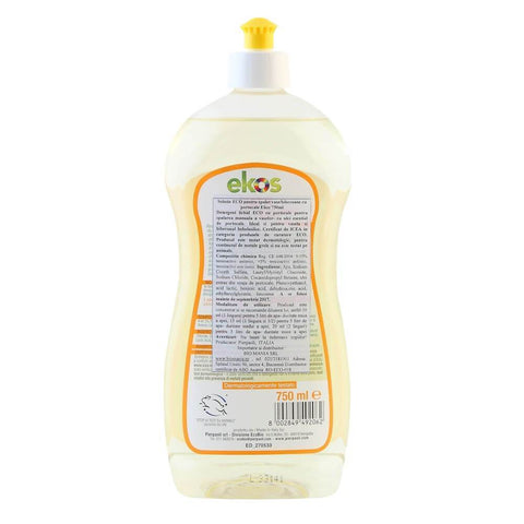 Solutie ECO pentru spalat vase si biberoane, cu portocale, Ekos, bio, 750ml