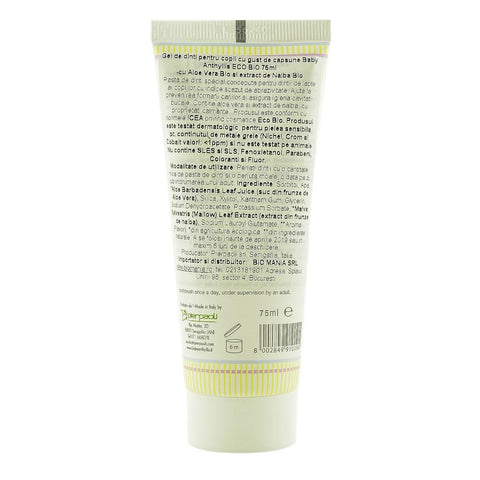 Gel de dinti pentru copii de la 0+ ani cu capsune, Eco Bio baby Anthyllisi, bio, 75 ml