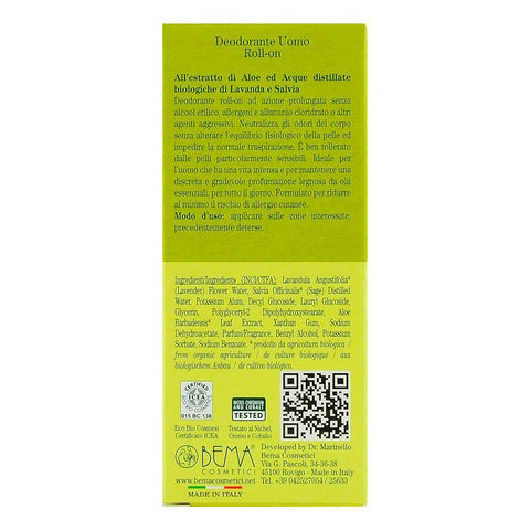 Deodorant Wood fara aluminiu pentru barbati, cu roll-on, Bema, bio, 50 ml