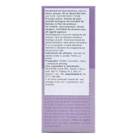 Deodorant Ipnose fara aluminiu pentru femei, cu roll-on, Bema, bio, 50 ml