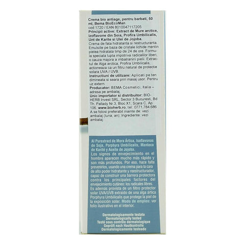 Crema antiage Bema BioEcoMan, pentru barbati, bio, 50 ml