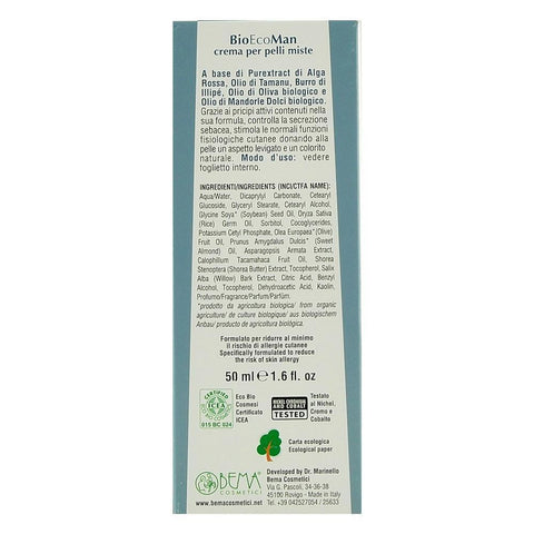 Crema pentru ten mixt, Bema BioEcoMan,  pentru barbati, bio, 50 ml