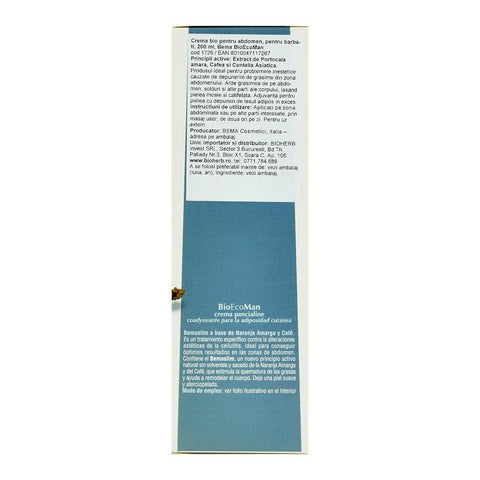 Crema pentru abdomen plat, Bema BioEcoMan, pentru barbati, bio, 200 ml