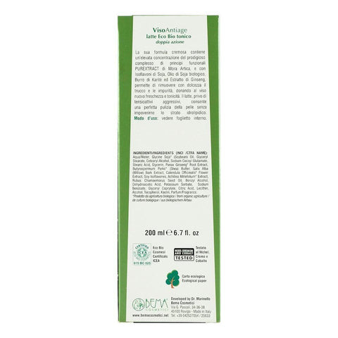 Lapte demachiant si lotiune tonica 2 in 1 Bema VisoAntiage, bio, 200 ml
