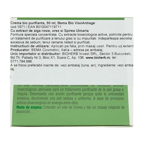 Crema purifianta pentru ten, Bema VisoAntiage, bio, 50 ml