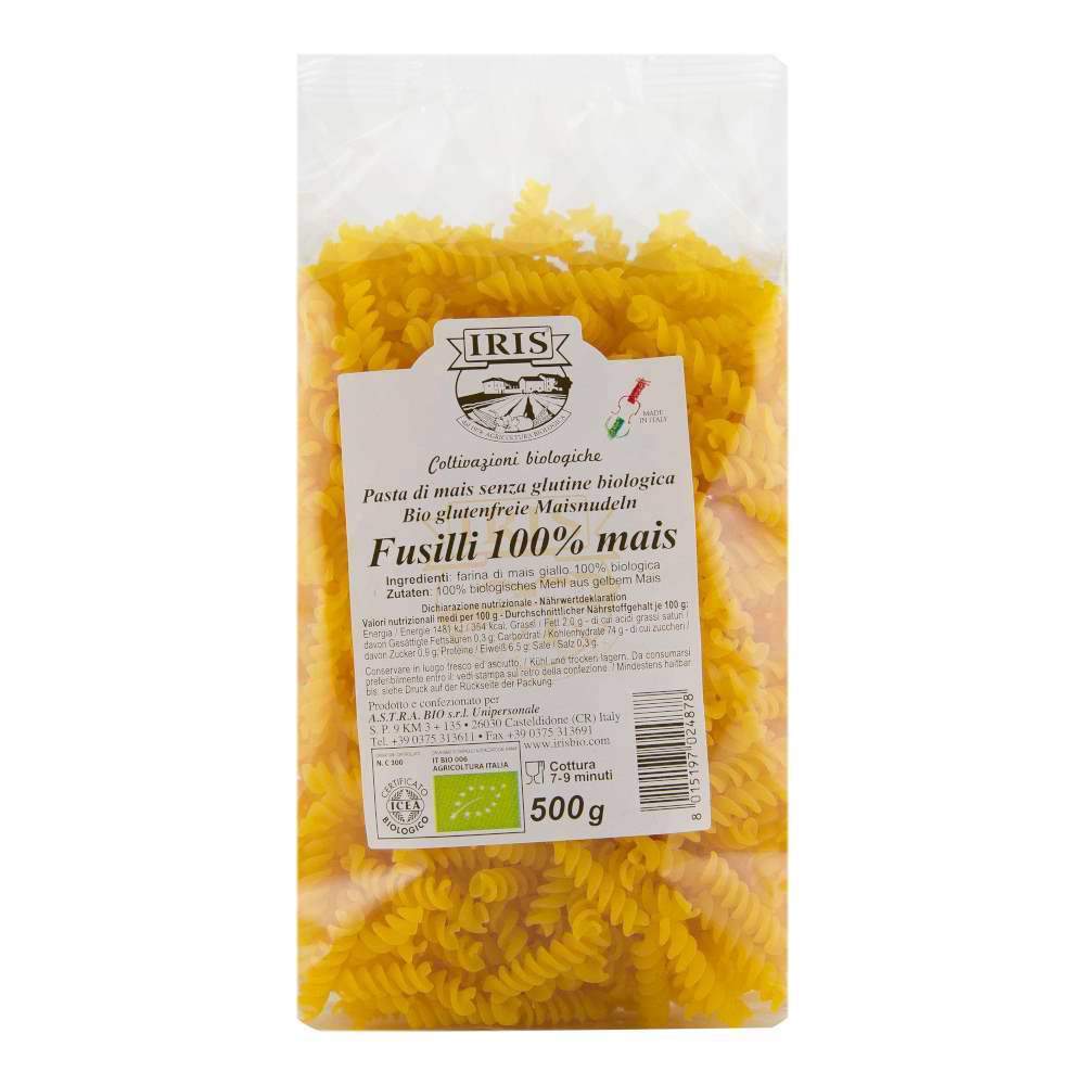 Paste Fusilli din porumb 100% fara gluten, bio, 500 g