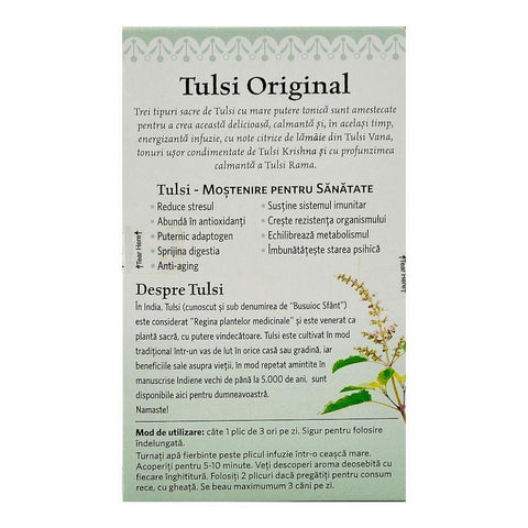 Ceai Tulsi Original Organic India, bio, 18 plicuri, 32,4 g