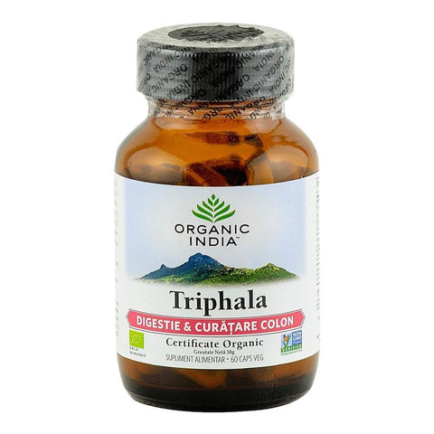 Triphala Organic India supliment nutritiv (480 mg), bio, 60 capsule (28,8 g)