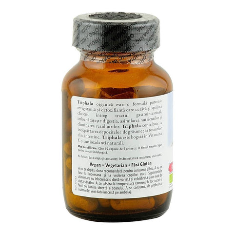 Triphala Organic India supliment nutritiv (480 mg), bio, 60 capsule (28,8 g)