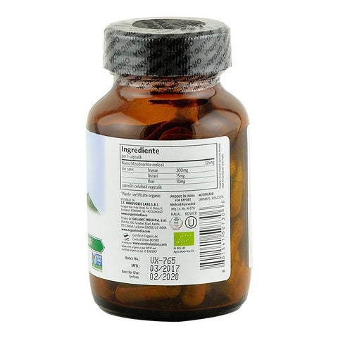 Neem Organic India supliment nutritiv (325 mg), bio, 60 capsule (19,5 g)