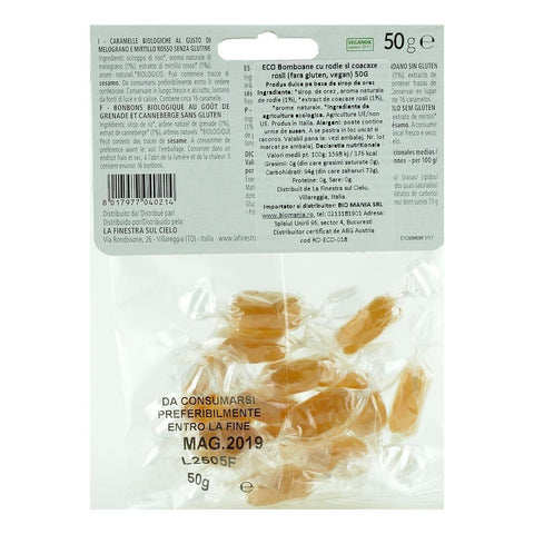 Bomboane fara gluten cu Rodie si Coacaze Rosii, La Finestra Sul Cielo, bio, 50 g