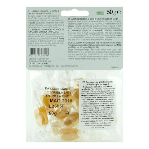 Bomboane fara gluten cu Ghimbir si Lamaie, La Finestra Sul Cielo, bio, 50 g