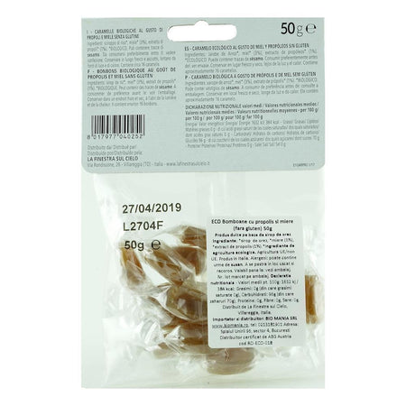 Bomboane  fara gluten cu Propolis si Miere, La Finestra Sul Cielo, bio, 50 g
