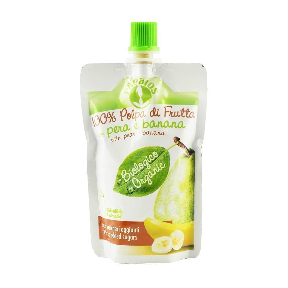 Piure de fructe fara zahar - pere si banane, bio, 100g