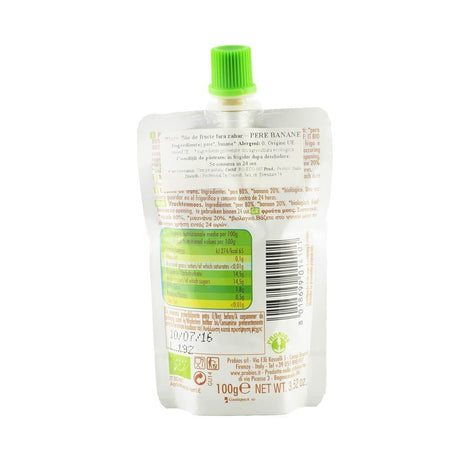 Piure de fructe fara zahar - pere si banane, bio, 100g