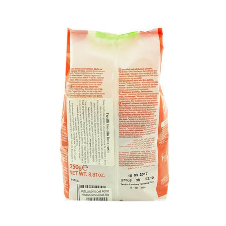 Fusilli din linte rosie, fara gluten, bio, 250g
