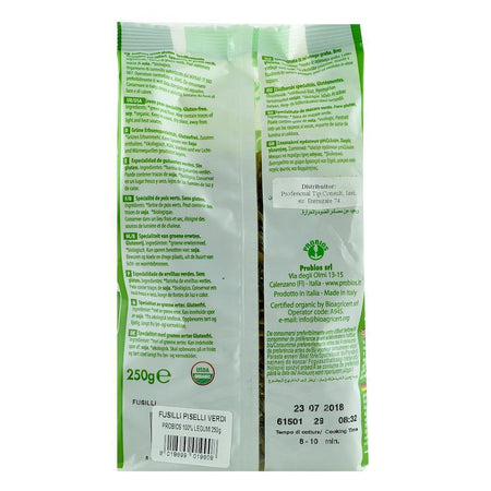 Fusilli fara gluten din mazare verde, Probios, bio, 250 g