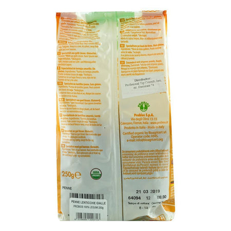 Penne fara gluten din linte galbena Probios, bio, 250 g