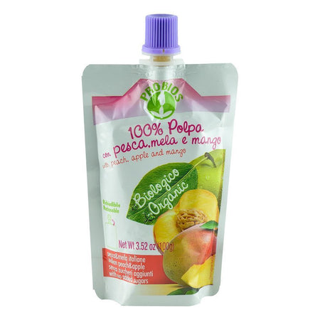 Piure de fructe, fara zahar, din Piersici, Mere si Mango, Probios bio, 100 g