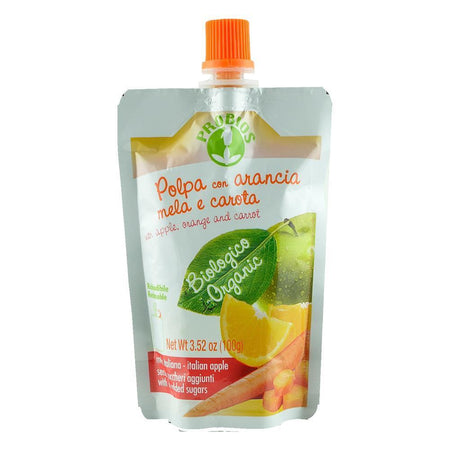 Piure de fructe fara zahar, din Portocale, Mere si Morcovi, Probios, bio, 100 g