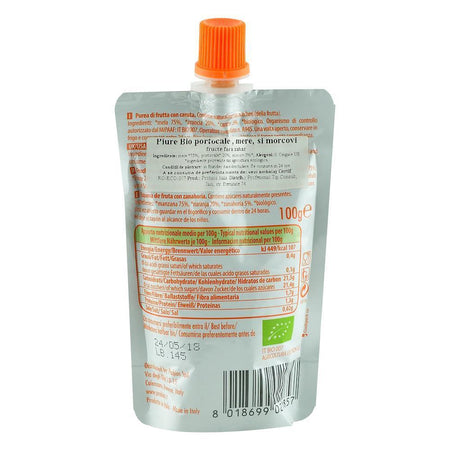 Piure de fructe fara zahar, din Portocale, Mere si Morcovi, Probios, bio, 100 g