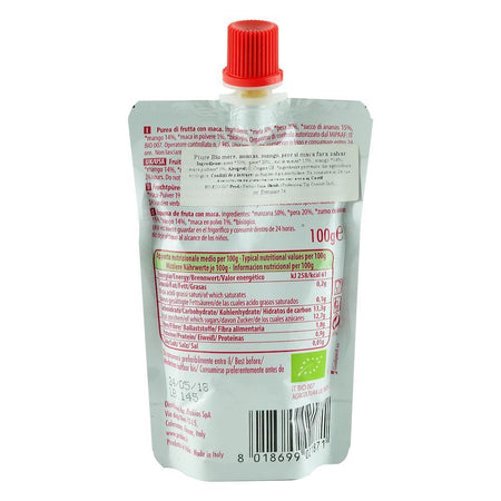 Piure de fructe fara zahar, din Mere, Pere, Ananas, Mango si Maca, Probios, bio, 100 g