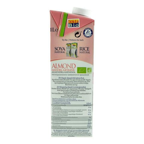 Lapte de Migdale fara gluten, fara zahar, Isola Bio, bio, 1000 ml