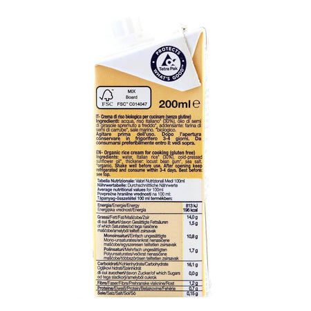 Crema din Orez 200ml (Smantana Vegetala fara gluten , fara zahar, fara Lactoza) - Republica BIO