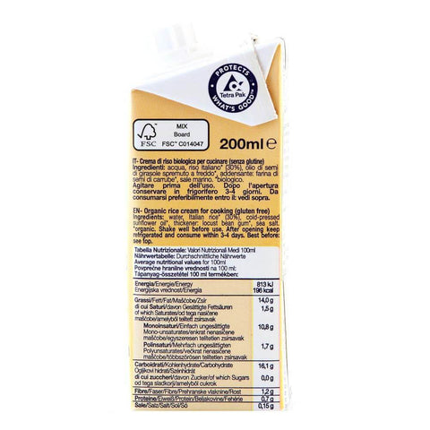 Crema din Orez 200ml (Smantana Vegetala fara gluten , fara zahar, fara Lactoza) - Republica BIO
