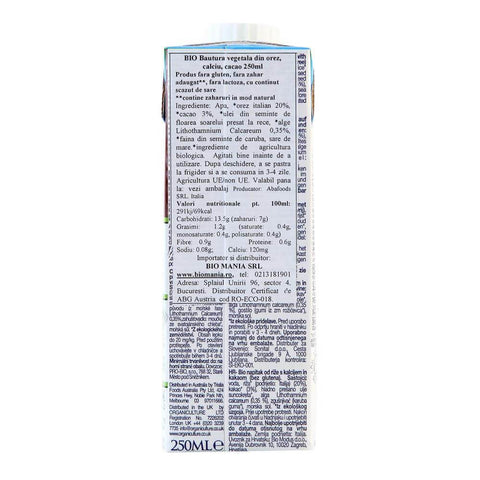 Bautura din Orez  cu Calciu si Cacao Fairtrade 250ml (fara gluten ) - Republica BIO