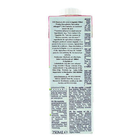 Bautura din orez si migdale, bio, 250ml - Republica BIO