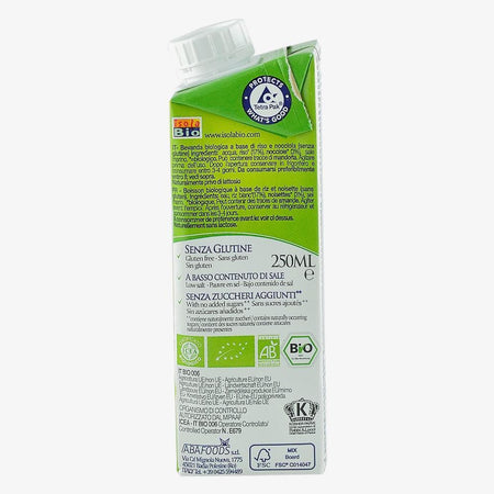 Bautura vegetala din orez si alune, Isola Bio, fara gluten, bio, 250 ml