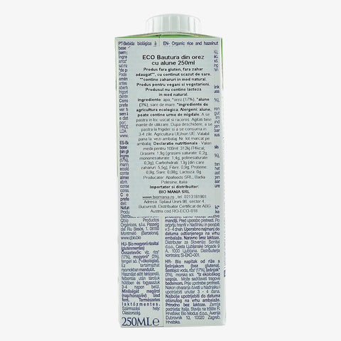 Bautura vegetala din orez si alune, Isola Bio, fara gluten, bio, 250 ml