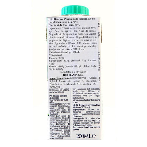 Nectar Premium de Piersici 200ml (cu Sirop de Agave)