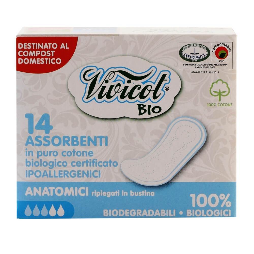 Absorbante anatomice fara aripioare Vivicot din bumbac organic, bio, 14 buc - Republica BIO