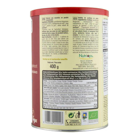 Pudra instant pentru bautura din alune fara gluten Ecomil Original, bio, 400 g