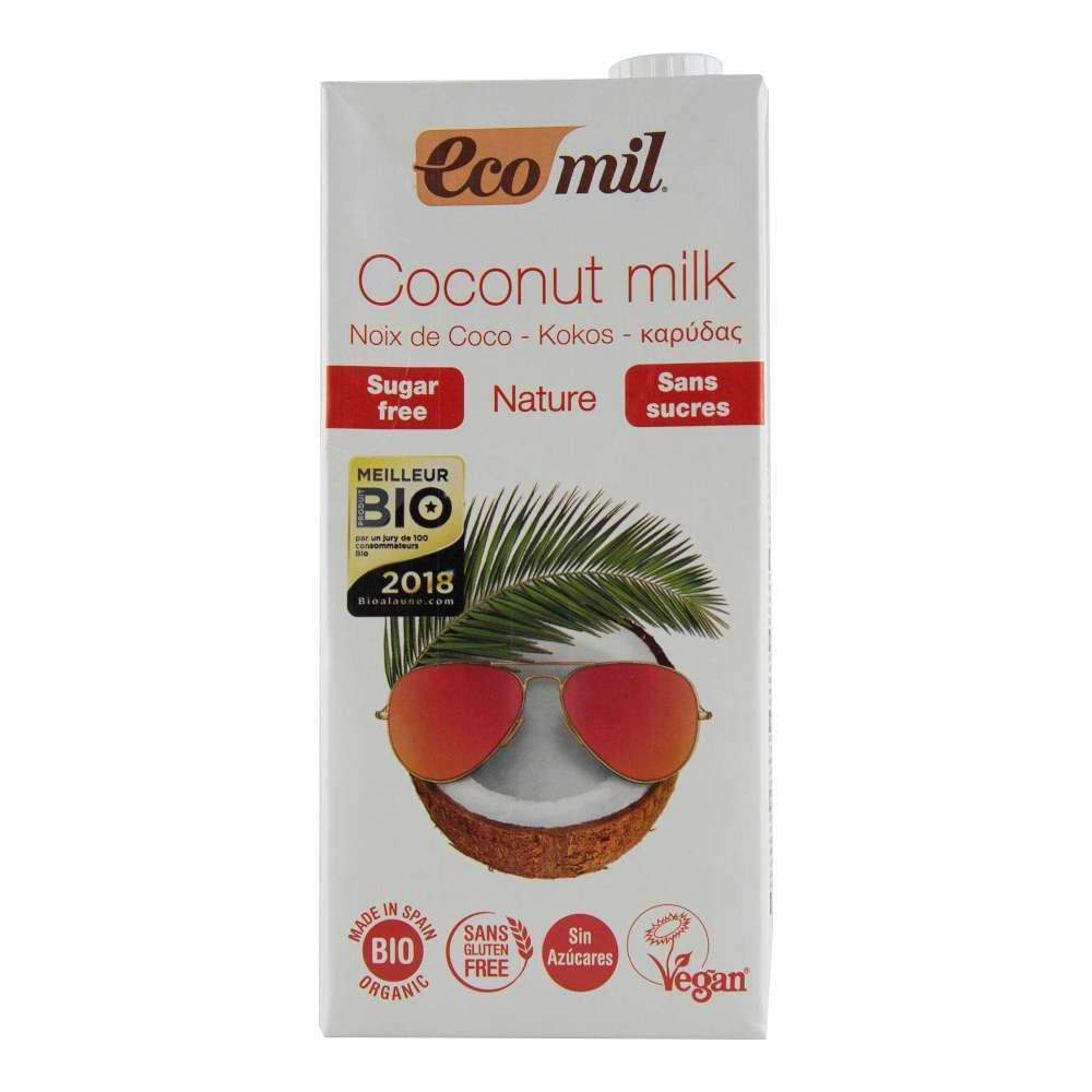 Bautura vegetala din cocos fara zahar, fara gluten Ecomil Nature, bio, 1000 ml