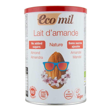 Pudra instant pentru bautura din migdale fara zahar, fara gluten Ecomil Nature, bio, 400 g