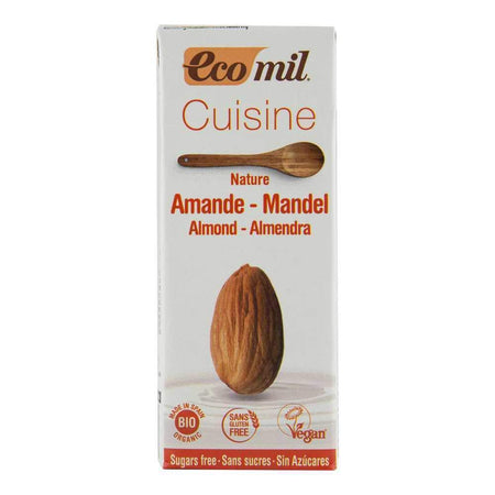 Crema vegetala pentru gatit (smantana vegetala) pe baza de migdale, fara zahar, fara gluten Ecomil, bio, 200 ml