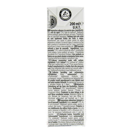 Crema vegetala pentru gatit (smantana vegetala) pe baza de caju, fara zahar, fara gluten Ecomil, bio, 200 ml