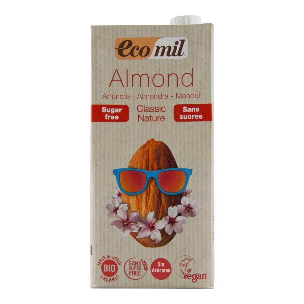 Bautura vegetala din migdale fara zahar, fara gluten Ecomil Clasic Nature, bio, 1000 ml