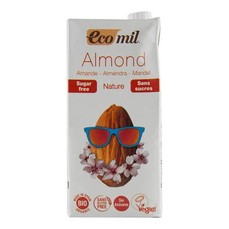 Bautura vegetala din migdale fara zahar, fara gluten Ecomil Nature, bio, 1000 ml
