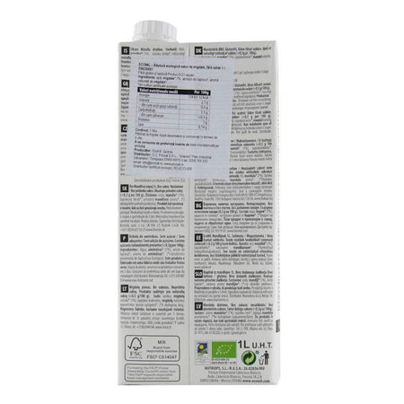 Bautura vegetala din migdale fara zahar, fara gluten Ecomil Nature, bio, 1000 ml