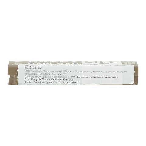 Baton raw cu migdale si cacao nibs Happy Life, bio, 42 g